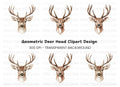 Deer Head Geometric Realistic Clipart Bundle