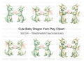 Cute Baby Dragon Yarn Clipart Bundle