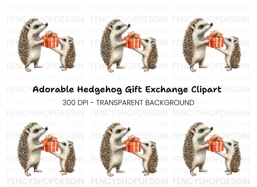 Hedgehog Family Gift Exchange Clipart Bundle