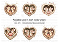 Romantic Mice in Heart Nest Clipart Bundle