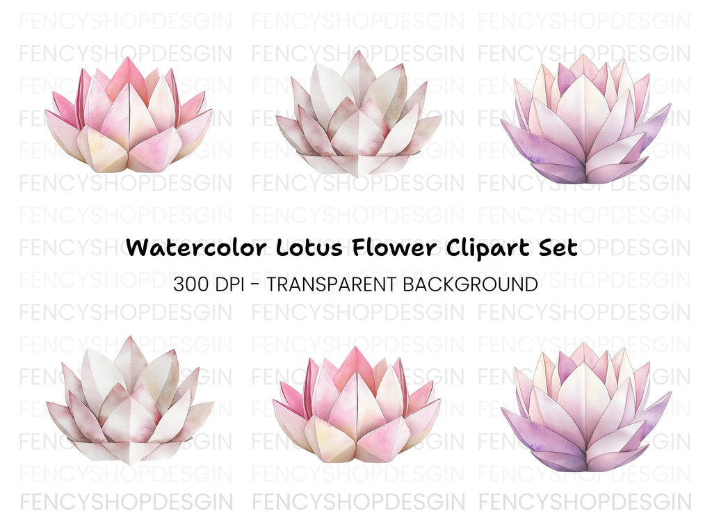 Lotus Flower Clipart Bundle