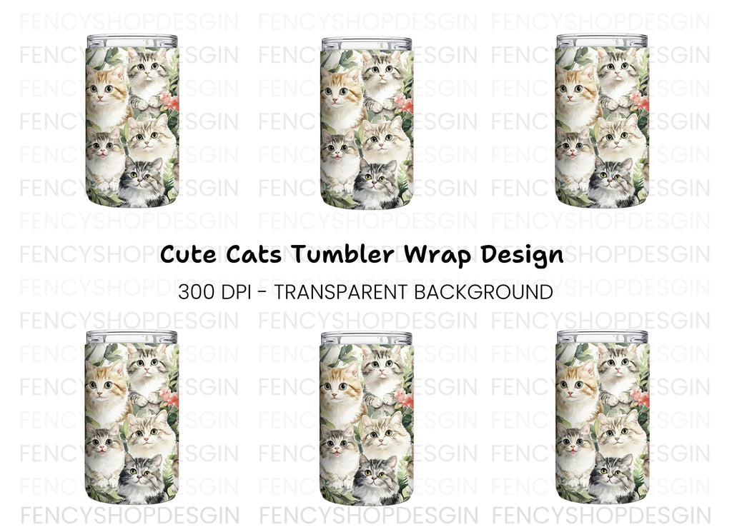Cute Cat Tumbler Clipart Bundle