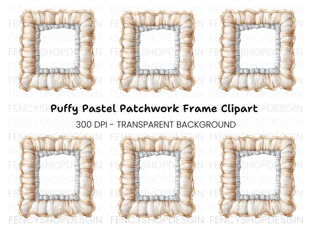 Soft Ruffled Fabric Frame Clipart Bundle