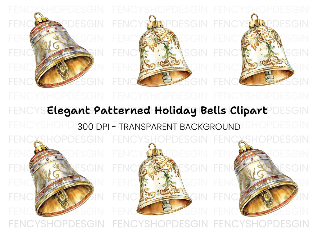 Elegant Christmas Bells Clipart Bundle