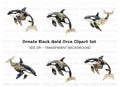 Ornate Gold and Black Orca Whale Clipart Bundle