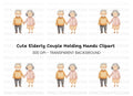 Cute Elderly Couple Holding Hands Clipart Bundle