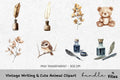 Vintage Cute Animal Writing Clipart Bundle