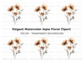 Sepia Flowers Bouquet Clipart Bundle