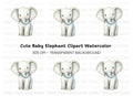 Cute Baby Elephant Clipart Bundle