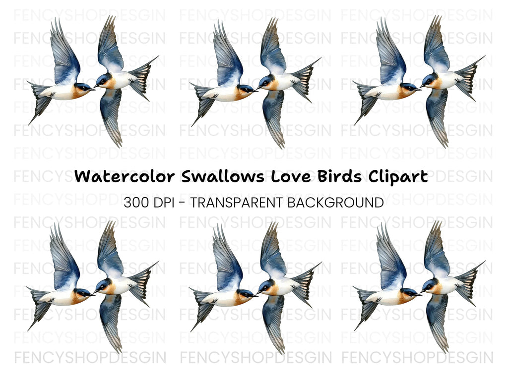 Flying Swallows Clipart Bundle