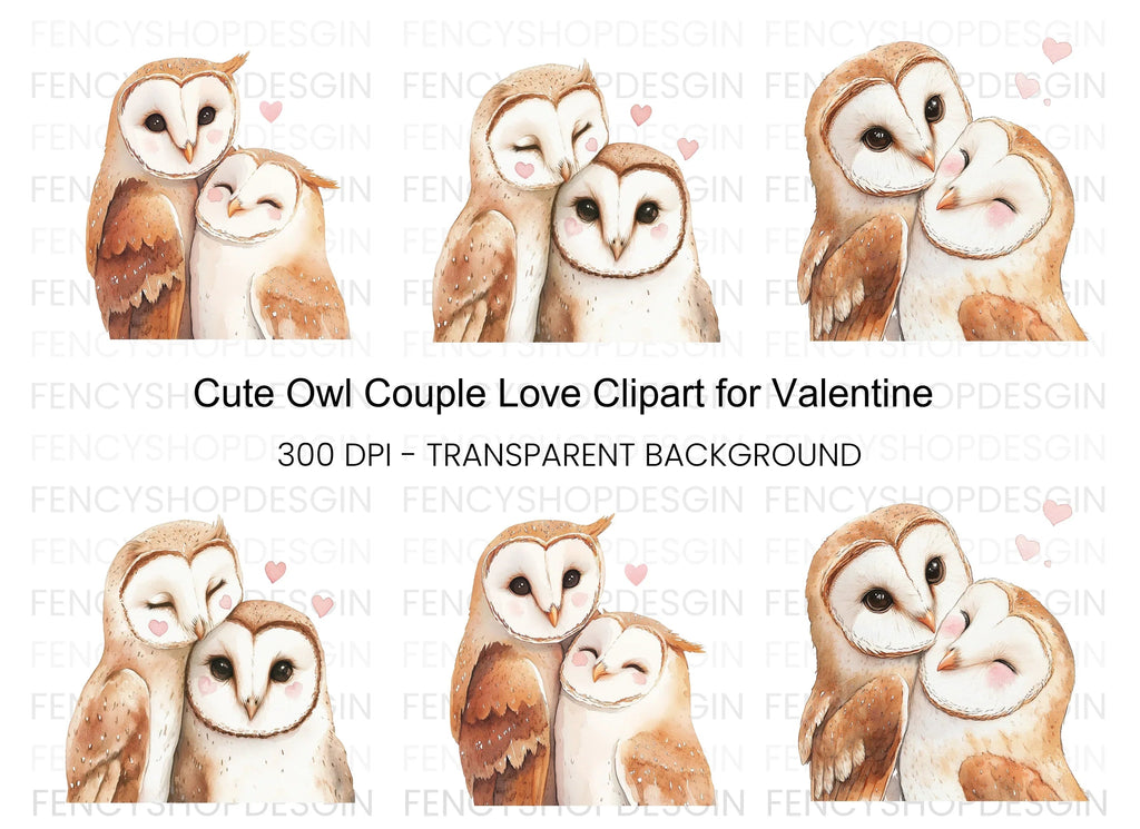 Cute Barn Owl Couple Clipart Bundle
