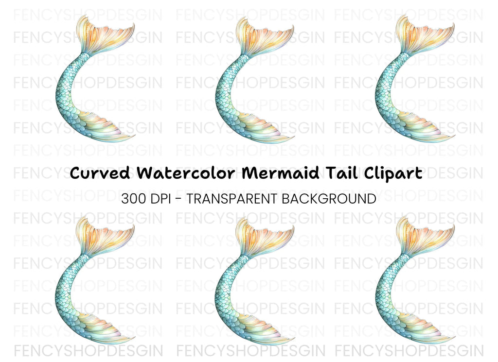 Colorful Mermaid Tail Clipart Bundle