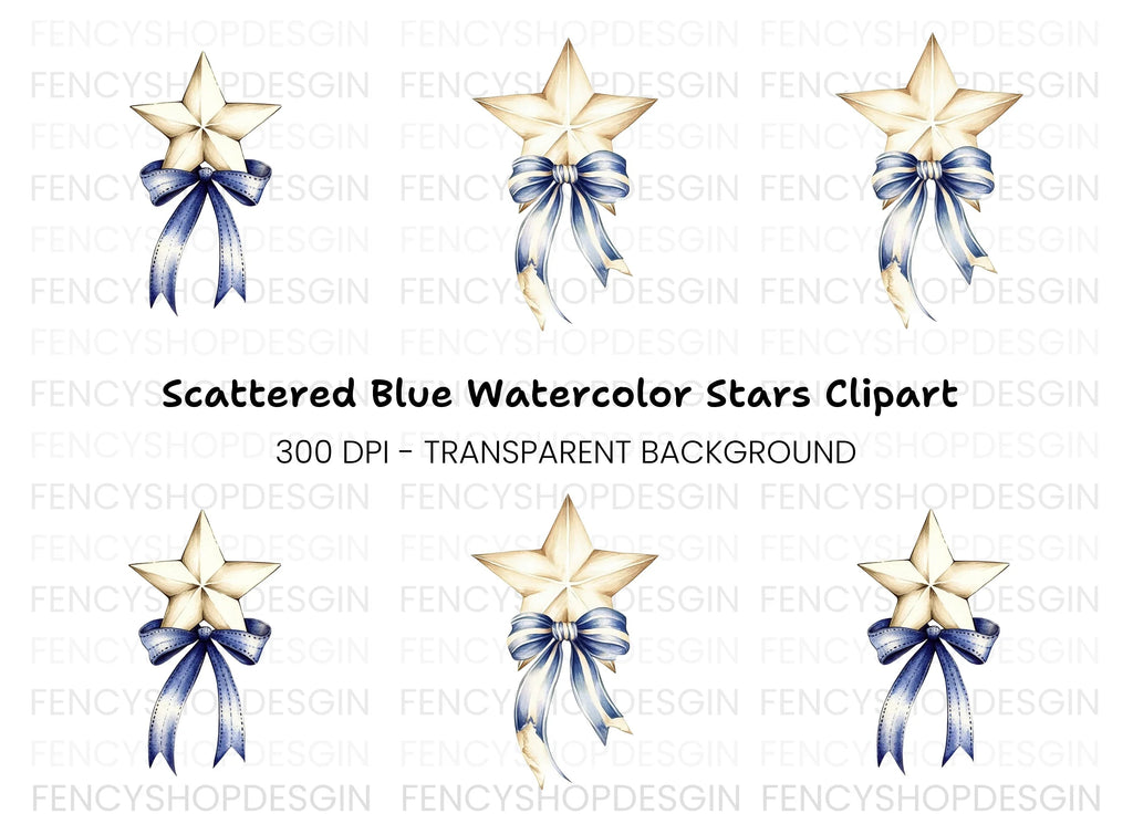 Patriotic Star Bow Clipart Bundle