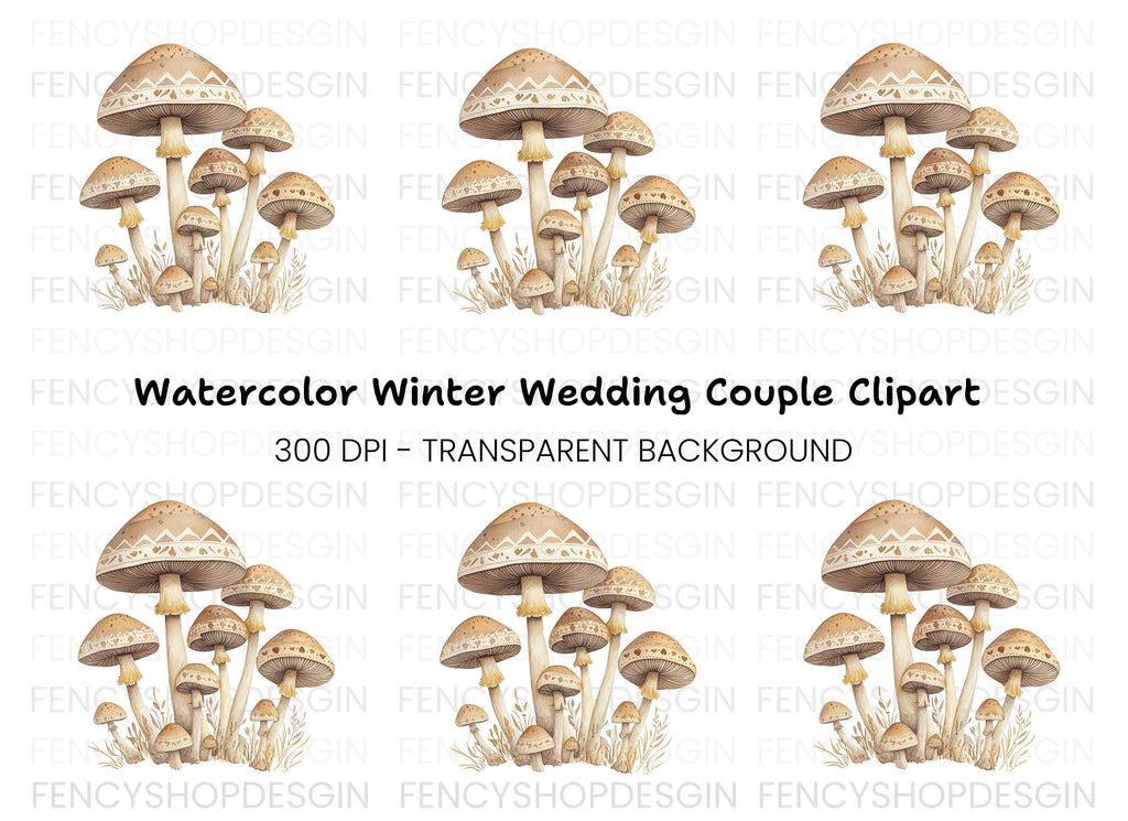 Whimsical Mushroom Cluster Clipart Bundle