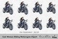 Cool Woman Riding Motorcycle Clipart Bundle