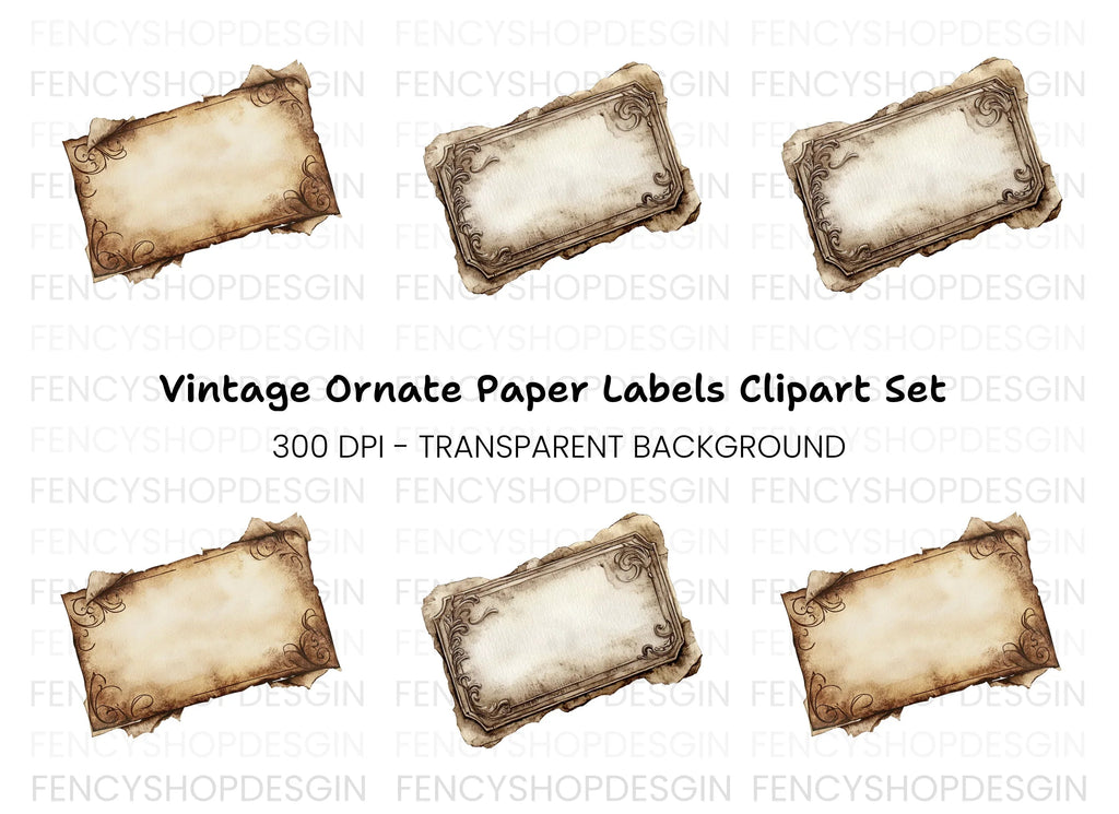 Ornate Vintage Labels Clipart Bundle
