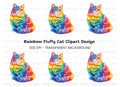 Rainbow Fluffy Cat Clipart Bundle