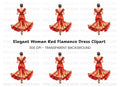 Elegant Woman in Red Gown Back View Clipart Bundle