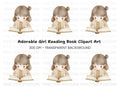Cute Girl Reading Book Clipart Bundle