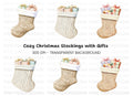 Christmas Stockings with Gifts Clipart Bundle