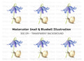 Snail and Bluebell Flower Clipart Bundle