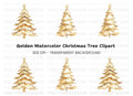 Golden Christmas Tree Clipart Bundle