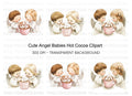 Cute Angels with Hot Cocoa Clipart Bundle