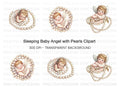 Sleeping Angel Babies with Pearls Clipart Bundle