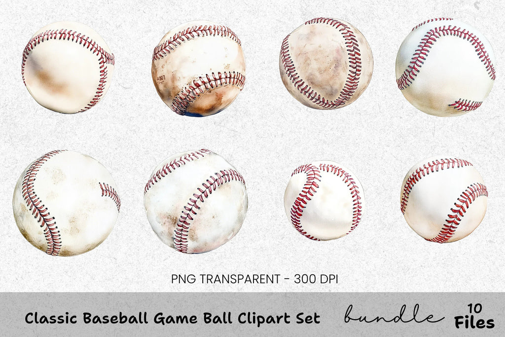 Classic Baseball Game Ball Clipart Bundle