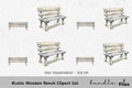 Rustic Wooden Bench Clipart Bundle
