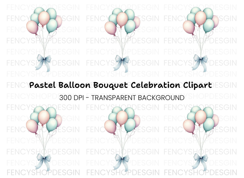 Pastel Balloons Clipart Bundle