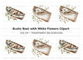 Boat with White Flowers Clipart Bundle