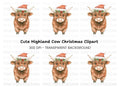 Highland Cow Christmas Hat Clipart Bundle