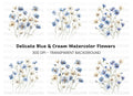 Blue and White Floral Clipart Bundle
