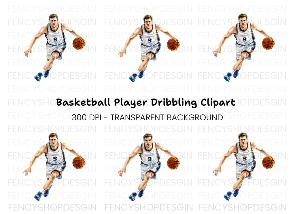 Basketball Player Dribbling Clipart Bundle
