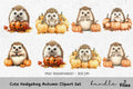 Cute Hedgehog Autumn Clipart Bundle