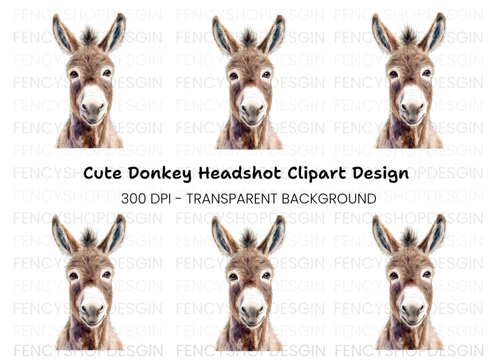 Cute Donkey Face Clipart Bundle