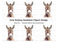 Cute Donkey Face Clipart Bundle