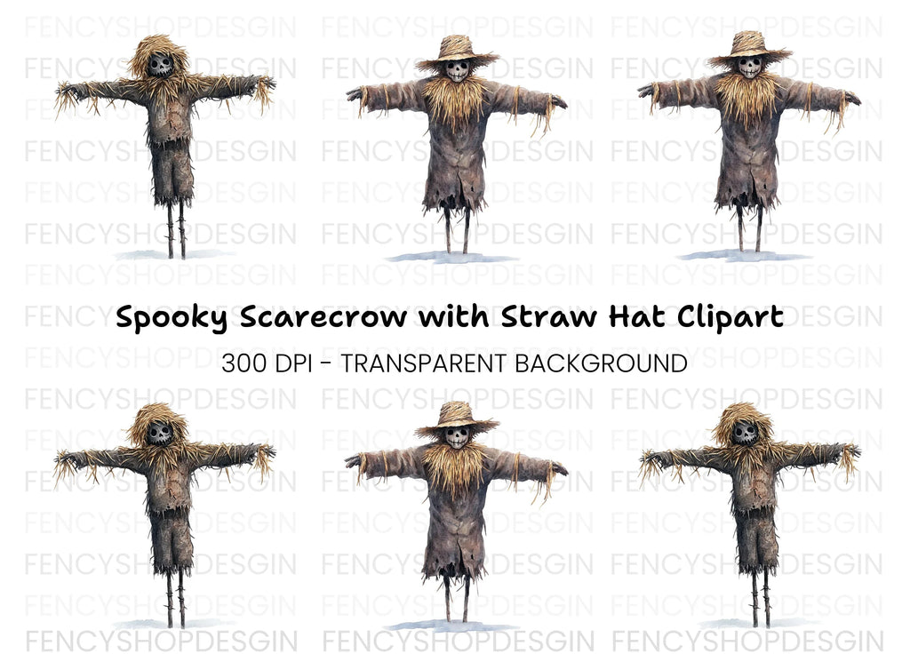 Rustic Scarecrow Autumn Decor Clipart Bundle