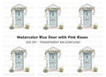 Charming Blue Door with Floral Decor Clipart Bundle