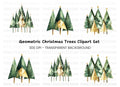 Geometric Christmas Trees Clipart Bundle