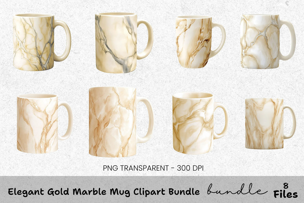 Elegant Gold Marble Clipart Bundle