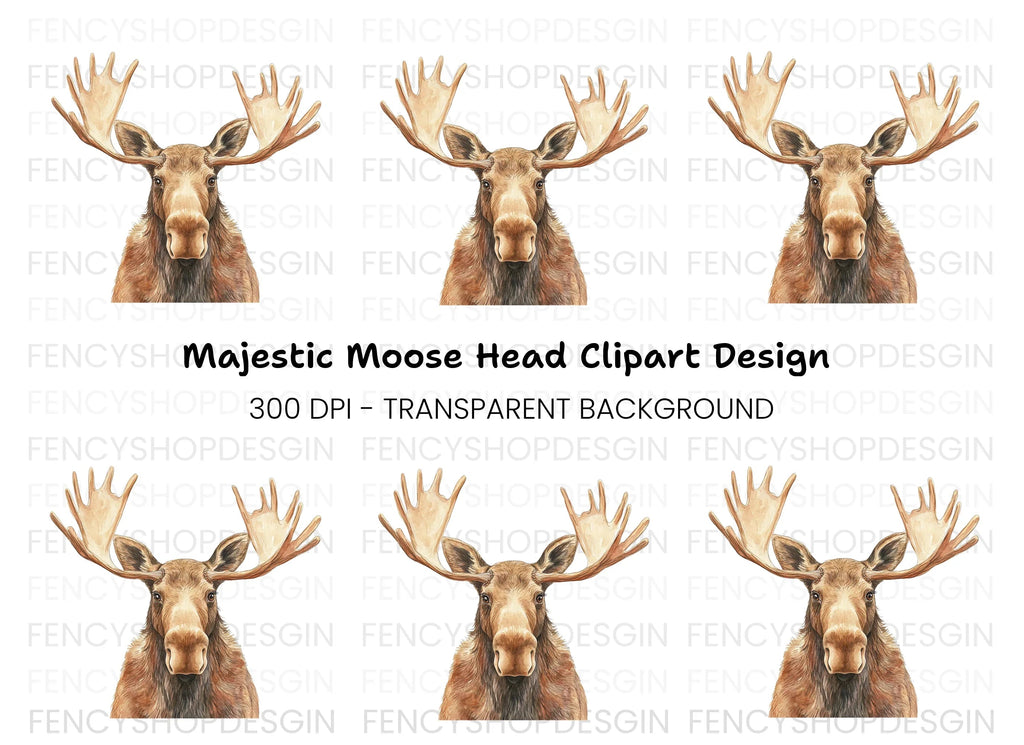 Majestic Moose Head Clipart Bundle