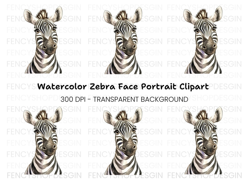 Cute Zebra Head Clipart Bundle