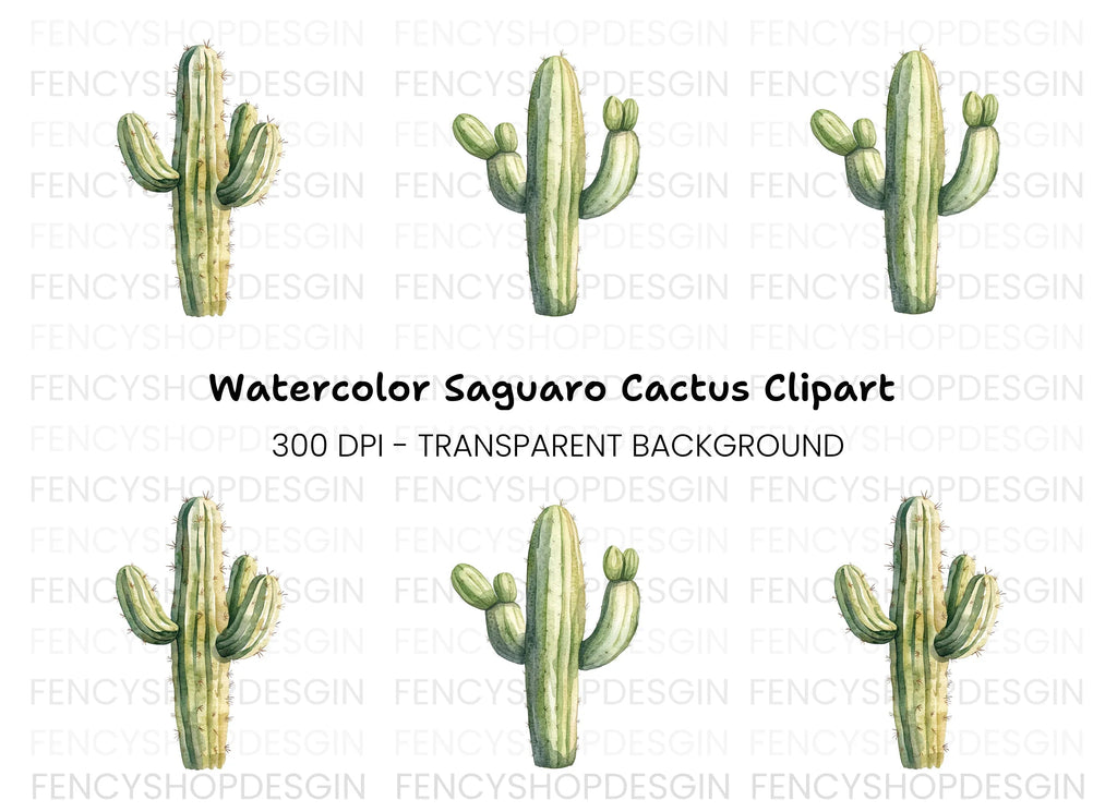 Saguaro Cactus Clipart Bundle