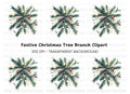Christmas Pine Branch with Lights Clipart Bundle