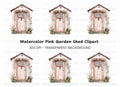 Pink Cottage Door with Blooming Vines Clipart Bundle