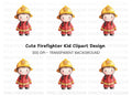 Cute Firefighter Kids Clipart Bundle