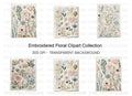 Elegant Embroidered Floral Clipart Bundle