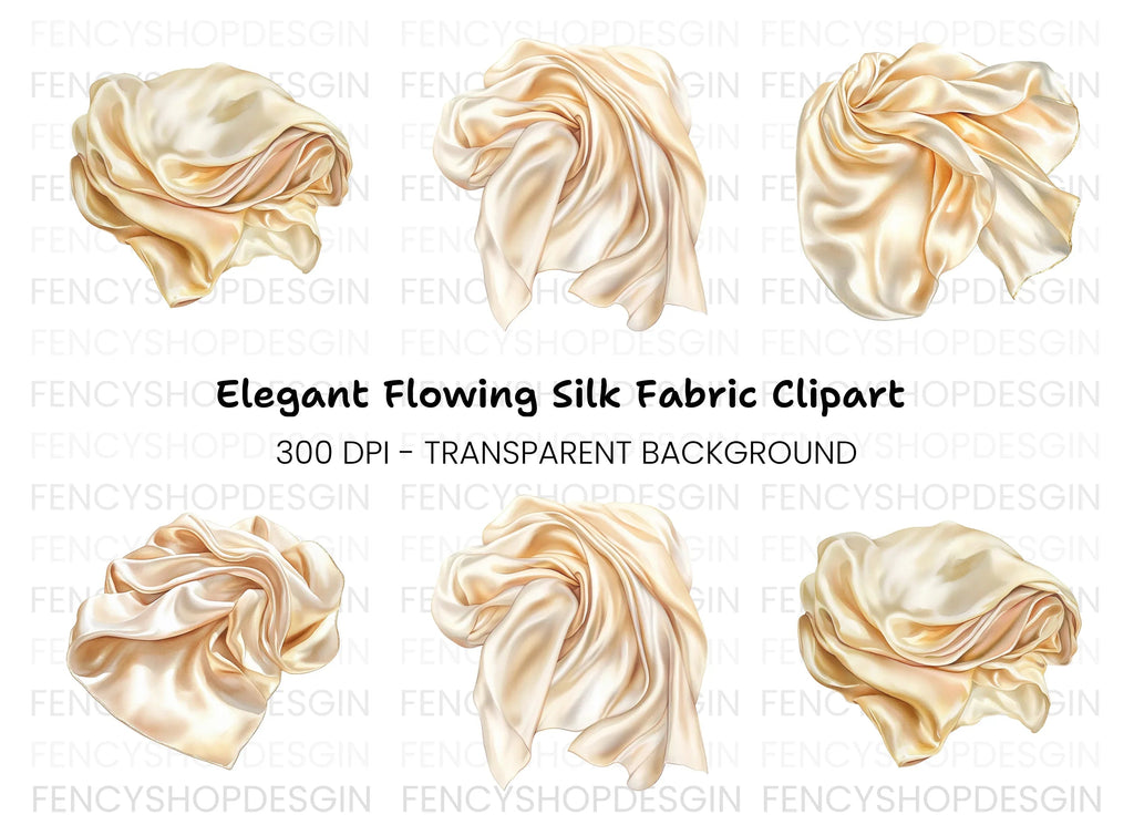 Elegant Flowing Silk Fabric Clipart Bundle